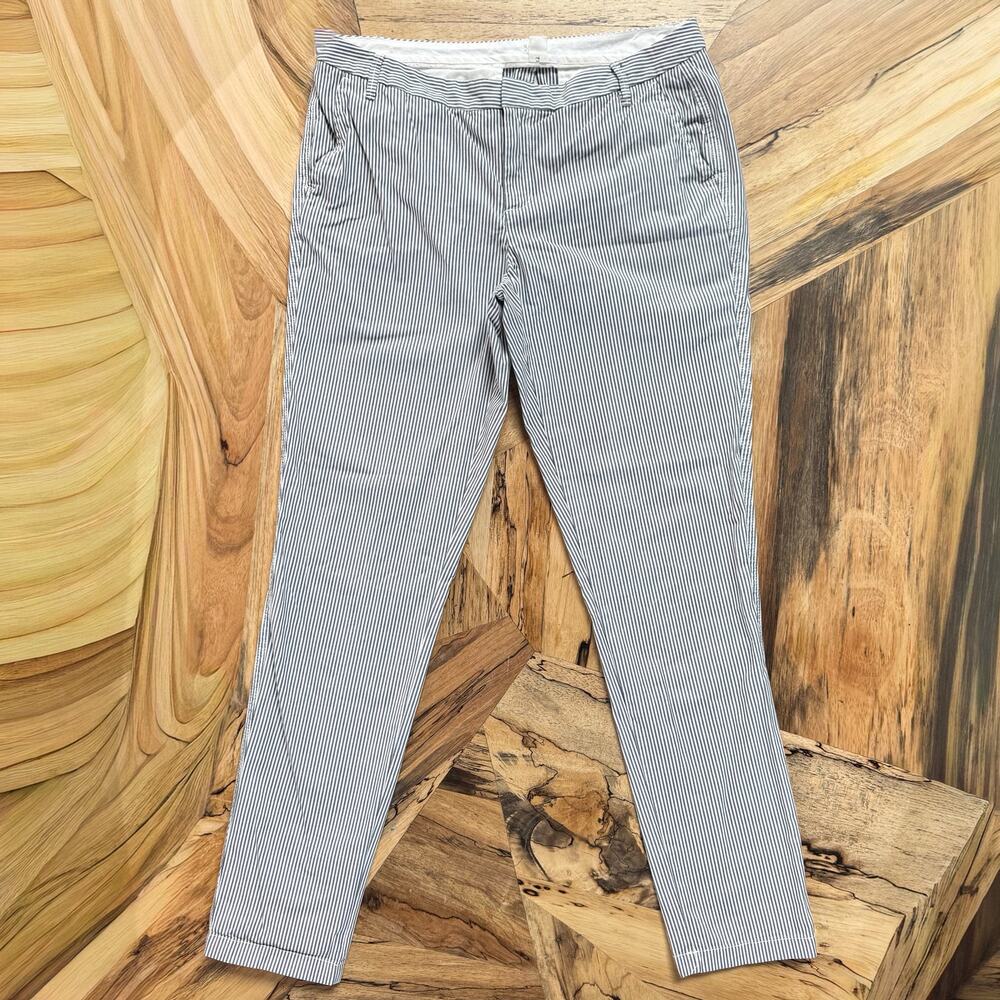 Caslon Nordstrom Chino Ankle Pants Navy/Gray Ivory Railroad Stripe Womens Size 6